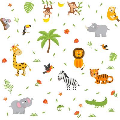 China Waterproof+Eco-friendly Creative Design Forest Animals Window Clings Double Sided Visual Stickers Home Glass Decoration Sticker for sale