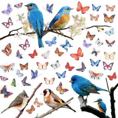 China Creative Waterproof+Eco-friendly Design Branch Bird Butterfly Window Clings Double Sided Visual Stickers Home Glass Decoration Sticker for sale