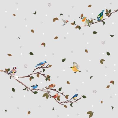 China Waterproof+Eco-friendly DIY Decorative Colorful Branch Bird Window Clings Double Sided Visual Stickers Home Glass Decoration Sticker for sale