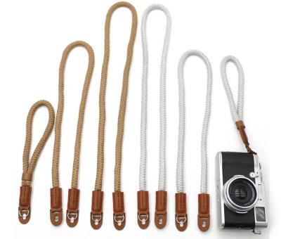 China Vintage 75cm 100cm Lightweight Comfortable Safety REWIN Neck Shoulder Belt Cotton Solid Camera Rope Strap with Napa Leather Ends for sale