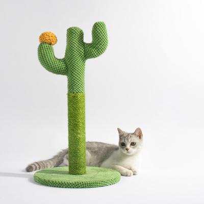 China Sustainable Sisal Cactus Wooden Cat Tree Tower Toy Grinding Claw Trees For Cats Scratcher for sale