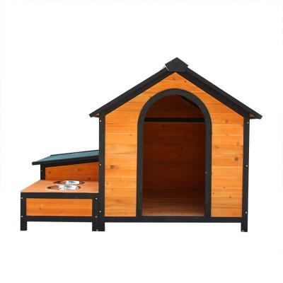 China Durable Outdoor Solid Wood Kennel Kennel Pet Furniture Rainproof Luxury Sleeping Bed for sale