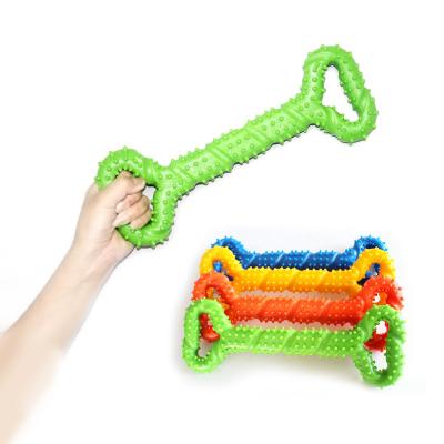 China Large Traction Ring Bone Dog Toy Viable Molar Bite Durable TPR Stick Nailed Toy Dog Trainer Toy for sale