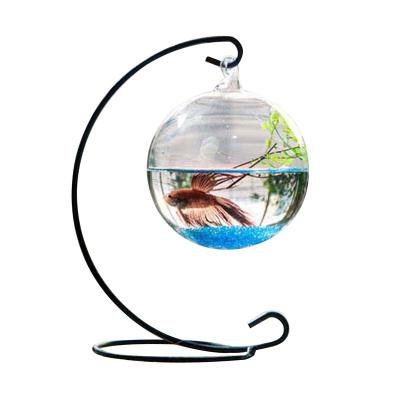 China Glass Aquarium Fish Tank Transparent Glass Bottle Viable Hanging Creative Desktop Tank for sale