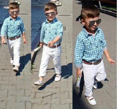 China Cotton Long Sleeve Plaid Fashion Kids Teenager Boys Formal Hot Selling Suits for sale