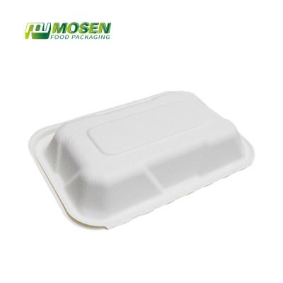 China Disposable Lunch Box 900ml Sugarcane Pulp Disposable Takeout Food Container for sale