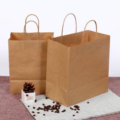 China Recycled Materials Logo Printed Paper Bags Food Grade Custom Kraft Paper Food Bags With Handle for sale