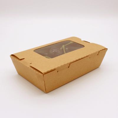 China Wholesale Recycled Materials Food Container Packaging Box Kraft Paper Box With Lids Clear Window for sale