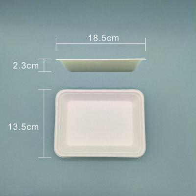 China Disposable Biodegradable Bagasse Sugar Cane Pulp Sushi Packaging Container Tray With Lid for sale