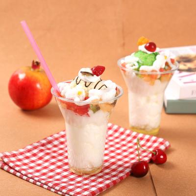 China Food Grade Disposable Transparent Disposable Cocos U Shape PP Plastic Tea Cup For Parfait Ice Cream And Eggnog for sale