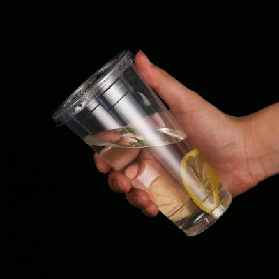 China Factory Disposable Clear PET Plastic Cups With Straw Drinking Cups Juice Glass for sale