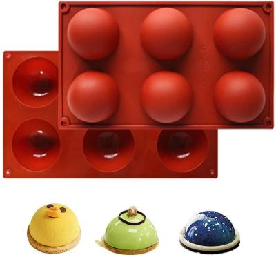 China 6/15/24 Holes Semi-circle Sustainable Viable Bakeware Set Silicone Mold For Half Sphere Cake Decoration Jelly Pudding Candy Chocolate Mold for sale