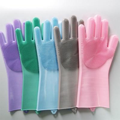 China Reusable Heat Resistant and Heat Resistant Scrubber Gloves Durable Heat Resistant Silicone Cleaning Brush for Housework, Dishwashing Gloves for sale