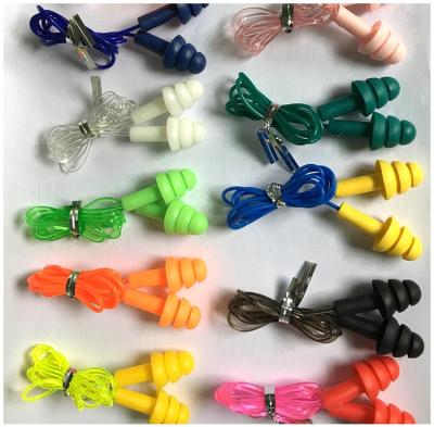 China Silicone Performance Silicone Gel Ear Plugs With Rope Sleep Protection Waterproof Soundproof Ear Plugs Swimming for sale