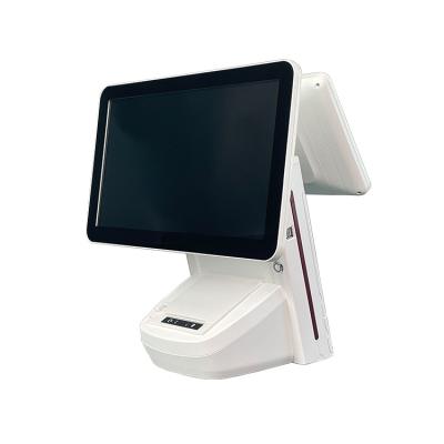 China I3 4G 64G POS System Cash Register Touch All In One PC Dual Screen Terminal POS Machine With 64G Printer for sale