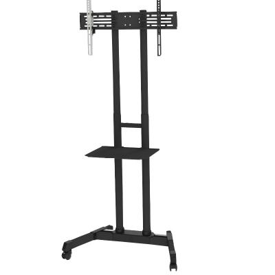 China Multi Functional Steel Economy Steel Tv Cart With Retractable Poles With Shelf for sale