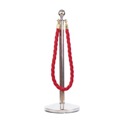 China Airport Lobby Museum Exhibit Stainless Steel Brass Brackets Red Velvet Hanging Ropes For Crowd Control Barrier for sale