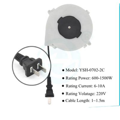 China Home Appliance 600-1500W ABS Electrical Material 2pin Plastic Plug Extension Retractable Cable Reel For Device for sale