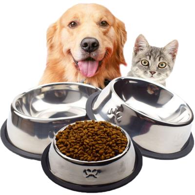 China Durable Durable Pet Bowl Stainless Steel Dog Food Water Bowl Anti-Slip Feeders Pets Bowl Custom Pet Logo for sale