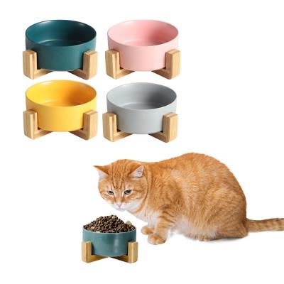 China Viable Customize Luxury Wooden Elevated Marble Insulated Food Cat Dog Ceramic Sublimation Pet Bowls for sale