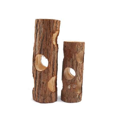 China Viable Natural Wooden Brown Hamster Mouse Props Tunnel Tube Toy Forest Hollow Tree Trunk for sale