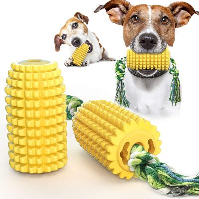 China Factory Wholesale Viable Rubber Corn Pet Bite Floating Molar Toys Interactive Dog Toothbrush Chew Toy for sale