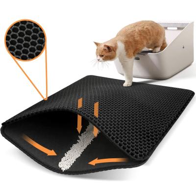 China Viable Pet Cat Litter Mat Waterproof EVA Double Layer Cat Litter Trapping Pet Cat Litter Mat for sale