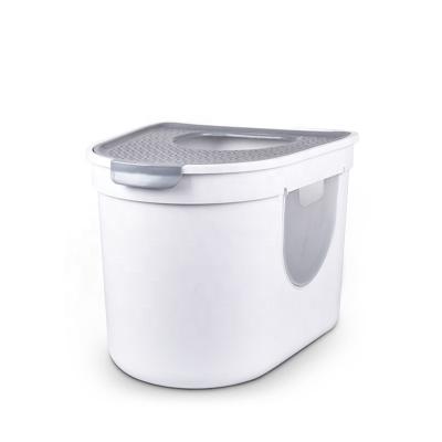 China Three-Door Viable Top Entry Cat Litter Box with Cat Litter Scoop for sale