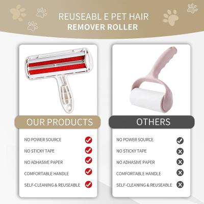 China Viable Factory Wholesale Reusable Self Cleaning Pet Cat Dog Hair Remover Lint Two Way Roller for sale