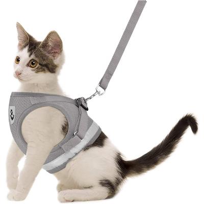 China Cat Harness Pet Adjustable Reflective DETACHED Vest Dog Lead Walking Leash for Puppy Polyester Mesh Harness for Small Medium Dog for sale