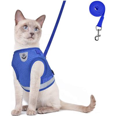 China Small DETACHED Medium Pets Soft Breathable Air Mesh Reflective Bands Safe Comfortable Dog Harness With 1.2m Leash for sale