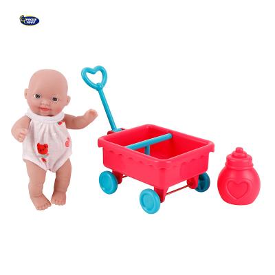 China Toy New Born Baby Doll Soft Toy Indoor Children Play House 5 Inch Baby - Doll Stroller Set for sale