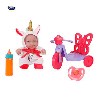 China Home Play 8 Inch Soft Silicone Lifelike Doll Kids Reborn Baby - Doll Set With Bike for sale