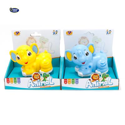 China Eco - Friendly Materials Yellow / Blue Elephant Cartoon Friction Toy Vehicles Push Plastic Toy Cars For Children for sale