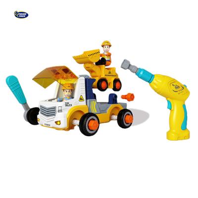 China Educational DIY Toys Intelligence Kids Toys Diy Take Apart Inertial Trailer Truck And Bulldozer Toys for sale