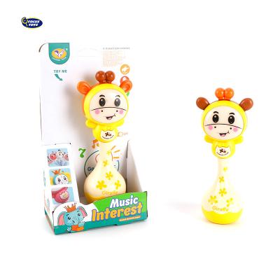 China Toy Hot Sale Musical Baby Rattle Toys Cartoon Giraffe Bed Bell Musical Baby Toy With Light for sale