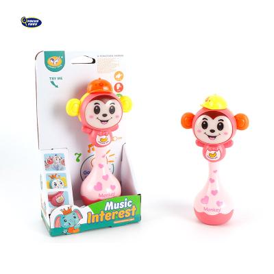 China Toy Eco Friendly Plastic Animal Shake Stick Cartoon Monkey Rattle Baby Bell Musical Toys for sale