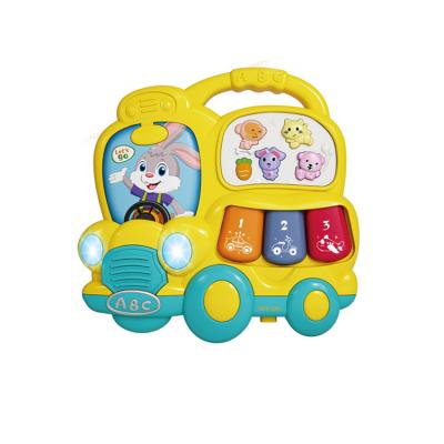 China Baby Educational Toy Electronic Organ Musical Toy 17.50*4.50*18.20cm Hot Sale Baby Rabbit School Bus Cartoon Music for sale