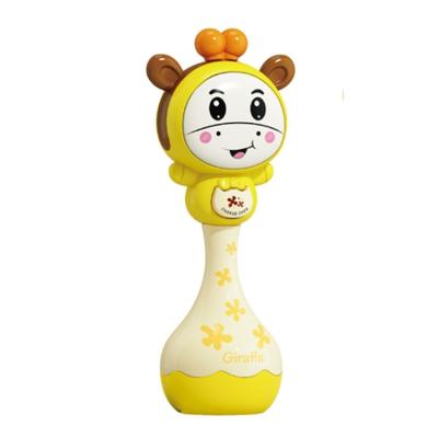 China Hot Sale Children's Crib Toy Cartoon Giraffe Baby Rocker Plastic Music Toy With Light 9.50*6.00*17.80cm for sale