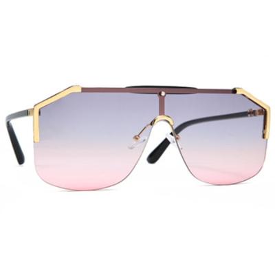 China Fashion Big Gold Metal Shades Women's Oversized Polarized Sunglasses Square Rimless Sunglasses for sale