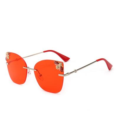 China Rimless Luxury Designer Brand Shades Sunglasses Cat Eye Square Female Trendy Fashion Sun Glasses for sale