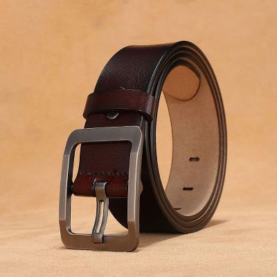 China PU New Male Waist Pinhole Strap Casual Strong Soft Retro Pants Jeans Business Brown Belt Men Alloy Pin Buckle PU Belts for sale