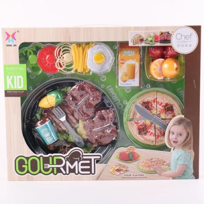 China Plastic Fine Quality Kids Summer PP Pizza And Steak Combo Pretend Play Toy for sale