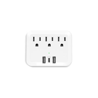 China New Product Residential / General Purpose 3 AC & 3 USB Wall Outlet Supplemental Outlet Safety Protection Multi Plug Adapter for sale