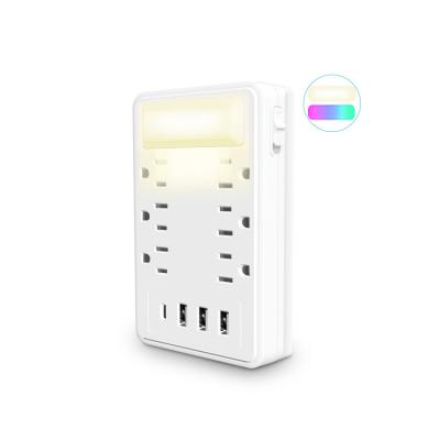 China New Product Residential/Multi-Purpose Many Wall Socket Outlet With Colorful LED Night Light Surge Protector Wall Socket With USB C for sale