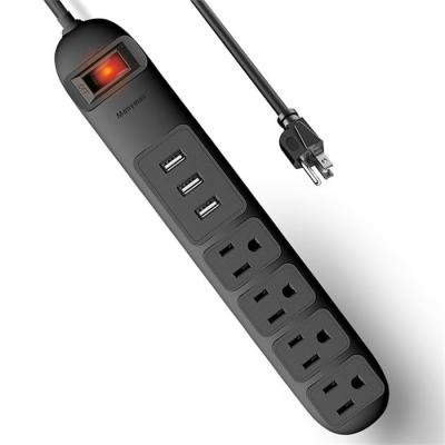 China Residential High Quality Multi-Functional / Multi-Purpose With 3 USB Ports 4 Outlets Extension Socket Surge Protector Power Strip for sale