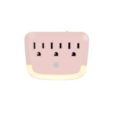 China Hot Sales Residential / Multi-Purpose Many US Standard 3 AC Outlet Wall Socket Adapter With Multi LED Night Light Outlet Expander for sale