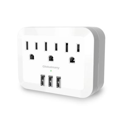 China Residential New Product / Multi-Purpose Many 3 AC Outlets And 3 US USB Ports Outlet Outlet Multi Ports Wall Outlet Plug Power Strip Extra Ports for sale