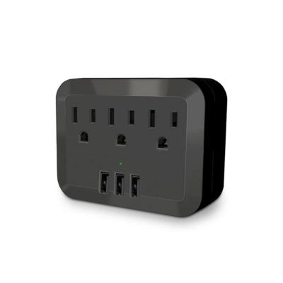 China New Trend Residential / Multi-Purpose Many US Standard 3 AC & 3 USB Wall Outlet Outlet With Multi USB Outlet Extender for sale