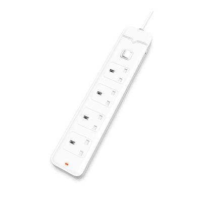 China New Product 4 Outlets Master Extension Cord Switches Residential / General Purpose Power Strip UK Standard Power Extension Lead for sale